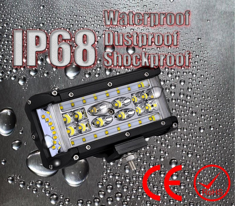Muto-Beam Side Shooter LED Pod Lights, Muto-Beam 2PCS 5Inch Quad Row Light Bars LED Fog Lights Off Road Driving Lighting Spot Flood Combo Light Work Lights for Truck UTV ATV SUV Boat Tractor - Image 4